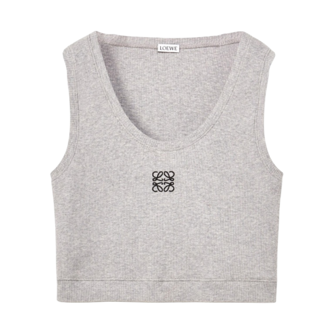 (W) 로에베 아나그램 코튼 크롭 탱크탑 그레이 블랙((W) Loewe Anagram Cropped Tank Top in Cotton Grey Black) - 1