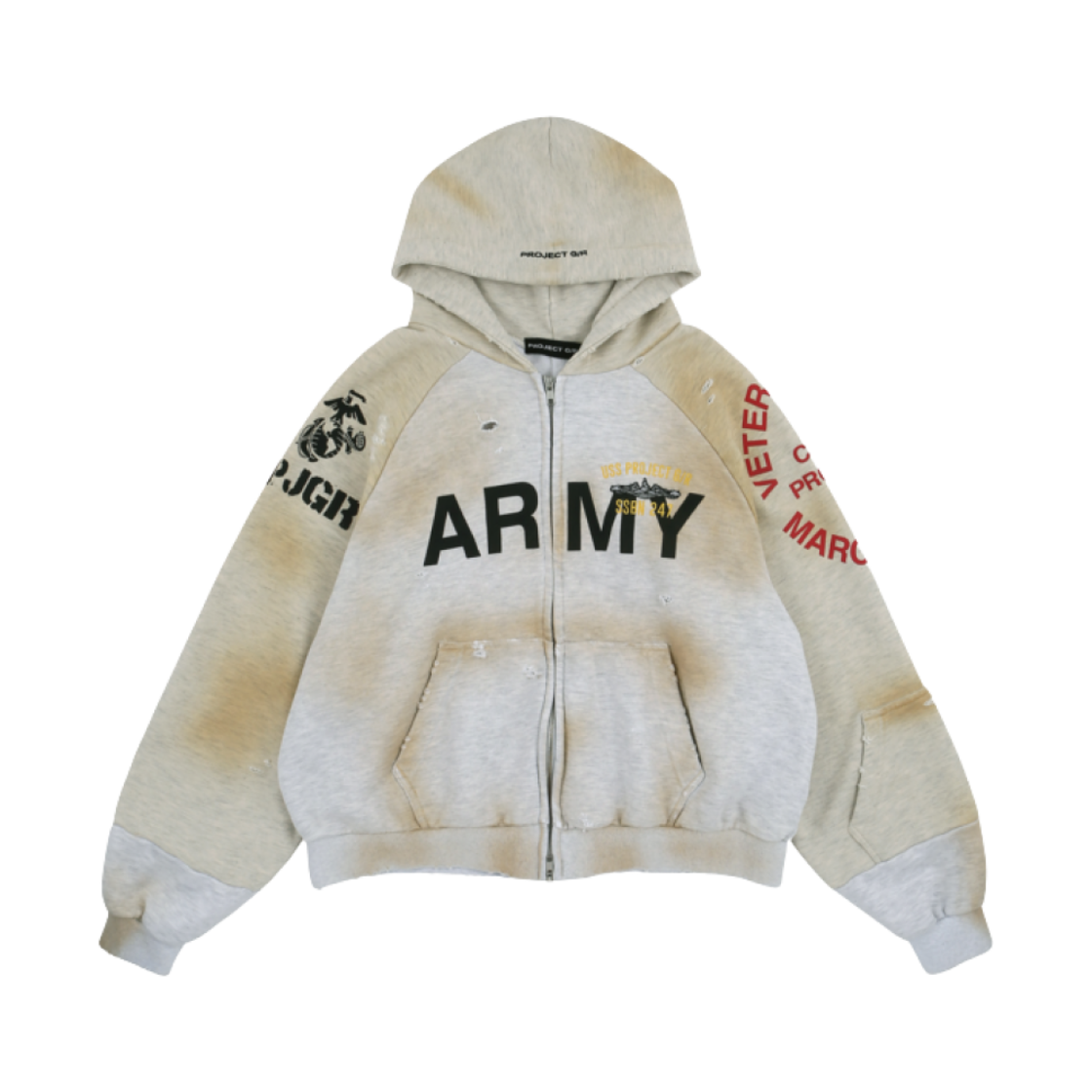 프로젝트 G/R 리컨스트럭티드 폴디드 집 후드 더티 멜란지(Project G/R Reconstructed Folded Zip Hoodie Dirty Melange)