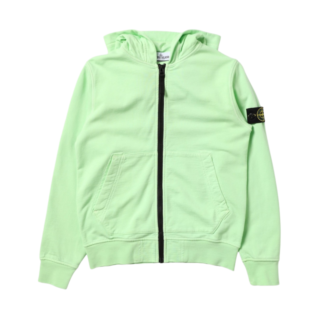 (키즈) 스톤 아일랜드 60740 코튼 플리스 풀 집업 후드 스웨트셔츠 피스타치오 - 22SS((Kids) Stone Island Cotton Fleece Full Zip Hooded Sweatshirt Pistachio - 22SS) - 1