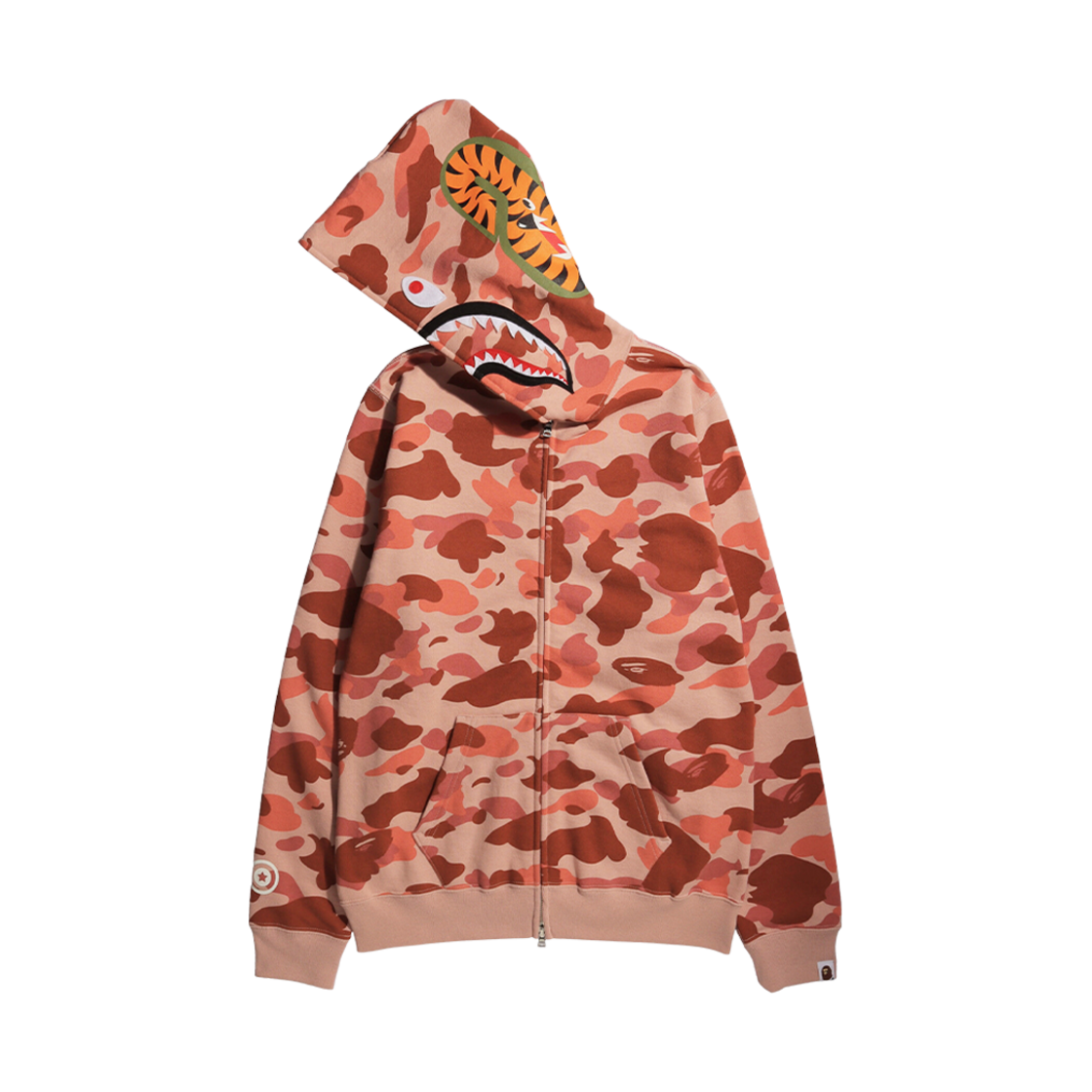 (W) 베이프 퍼스트 카모 샤크 풀 집 후드 핑크((W) BAPE 1st Camo Shark Full Zip Hoodie Pink) - 2