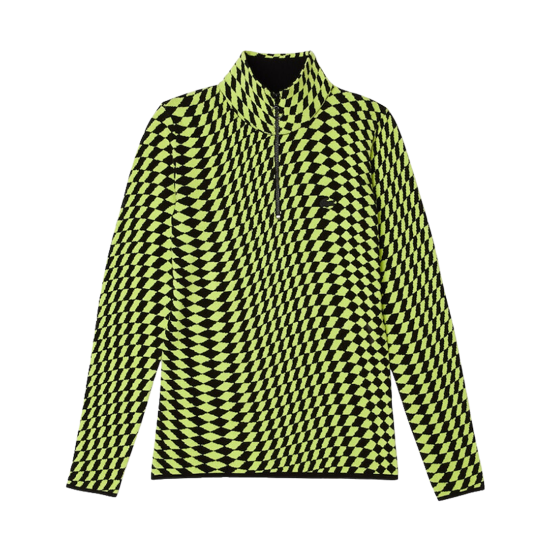 (W) 라코스테 투톤 자카드 집업 스웨터 블랙 베이지((W) Lacoste Two-Tone Jacquard Zip-Up Sweater Black Beige) - 1