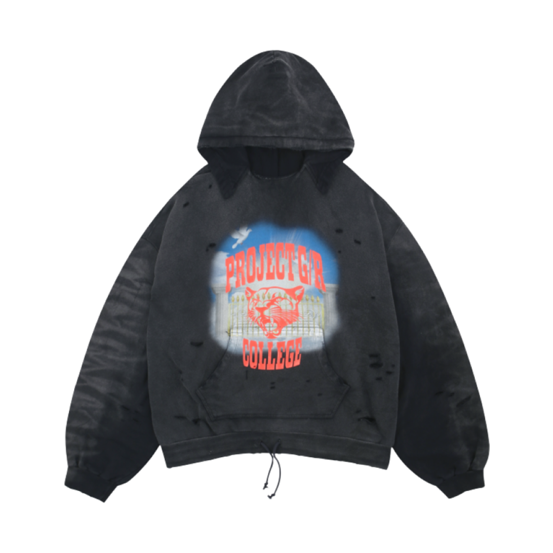 프로젝트 G/R 믹스드 프린티드 빈티지 후드 블랙(Project G/R Mixed Printed Vintage Hoodie Black)