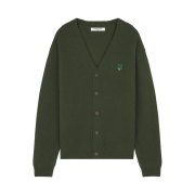 Maison Kitsune Bold Fox Head Patch Comfort Ribbed Cardigan Ranger Green