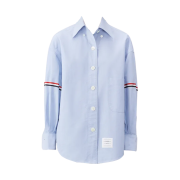 (W) Thom Browne RWB Stripe Detail Shirt Light Blue