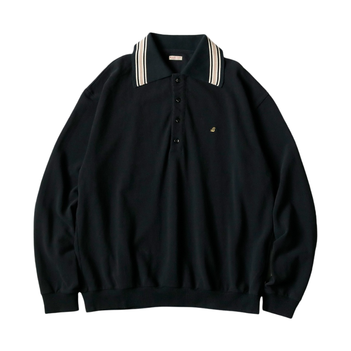 K2209LC023/EK-1507/LC/A Kapital Pique Langle Color Retro Polo Black