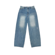 STU X MIZUNO Stu Logo Embroidery Denim Pants Mid Blue