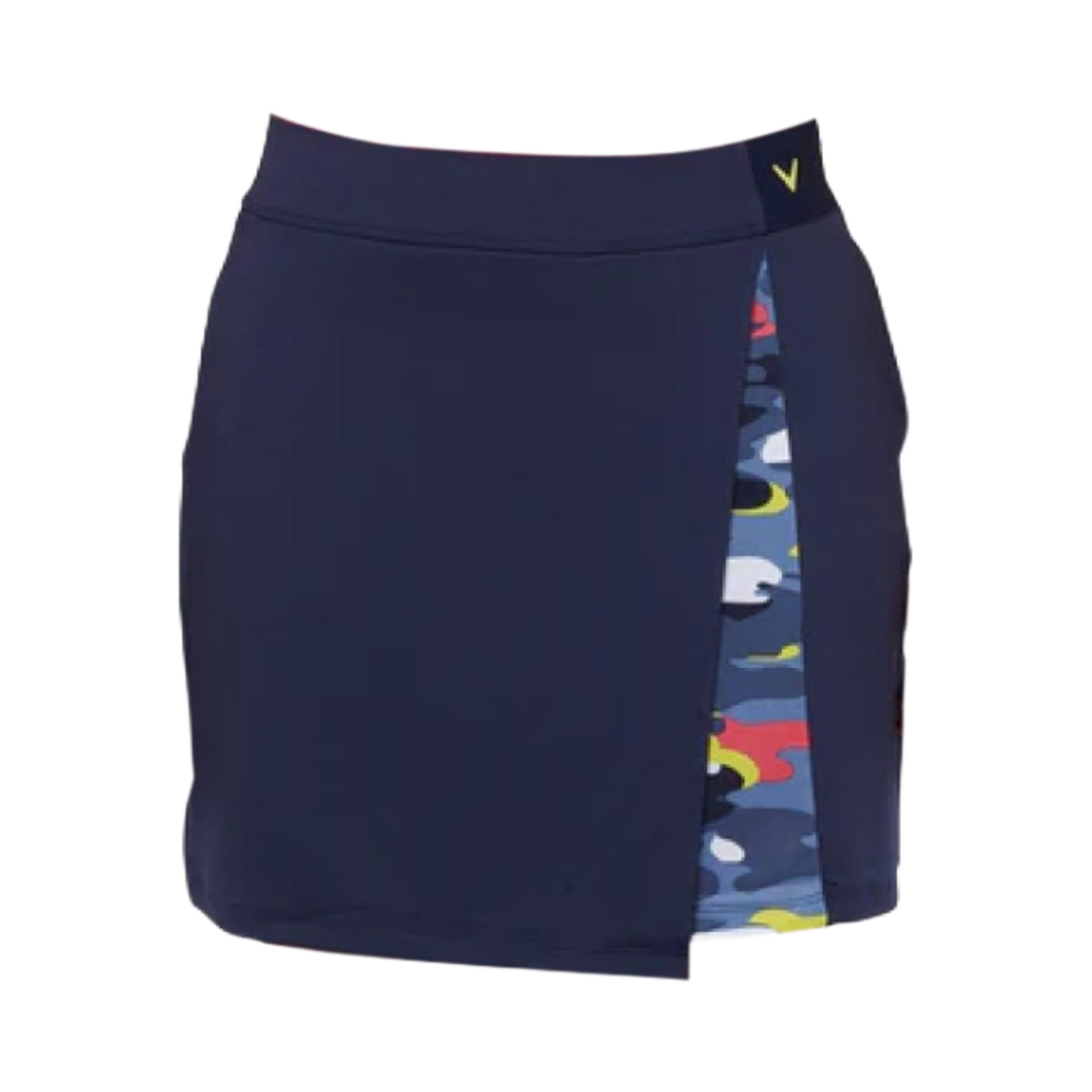 (W) 캘러웨이 멀티 컬러 카모 랩 스코트 네이비((W) Callaway Multi-Color Camo Wrap Skort Navy)