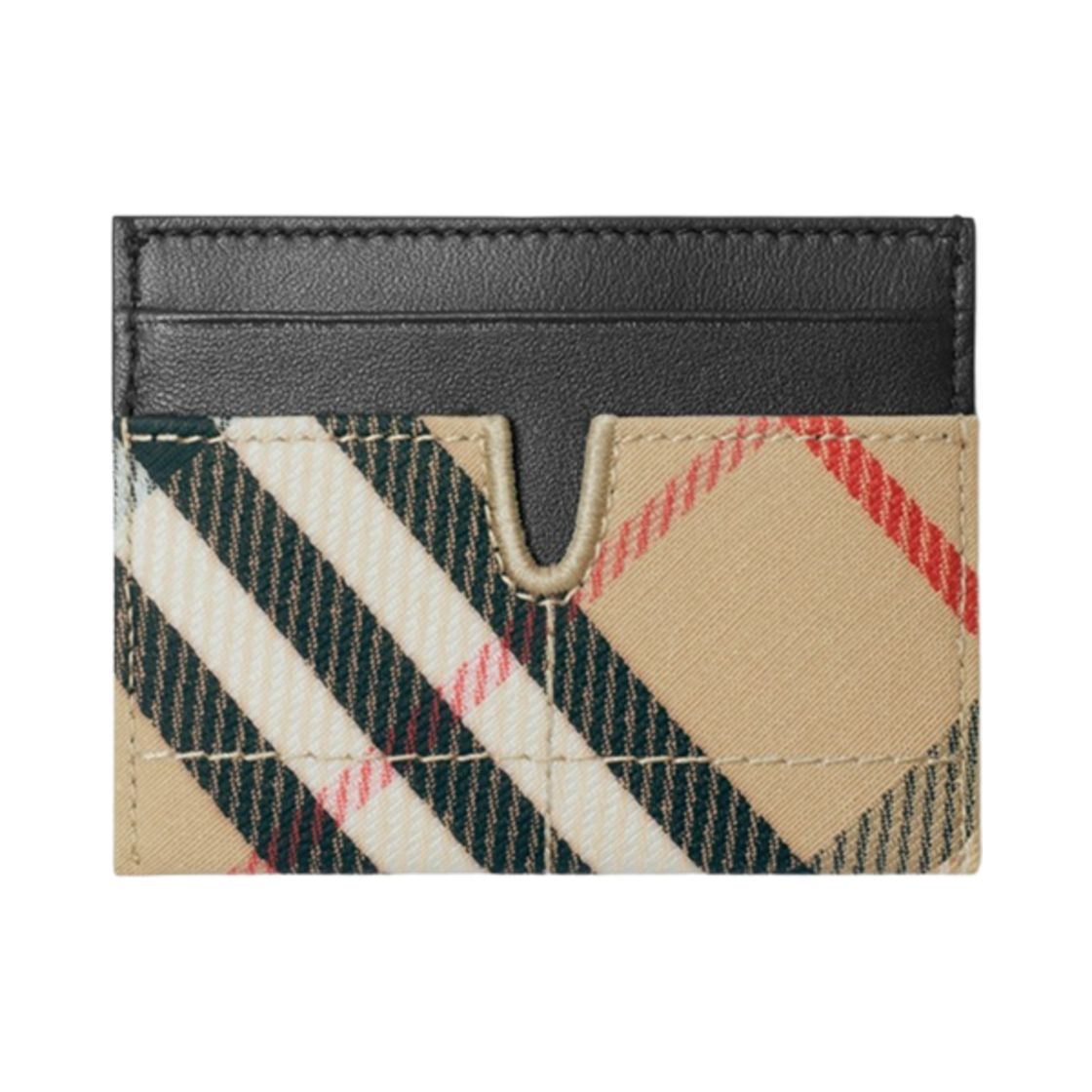 8097484 Burberry Check Snip Card Case Sand