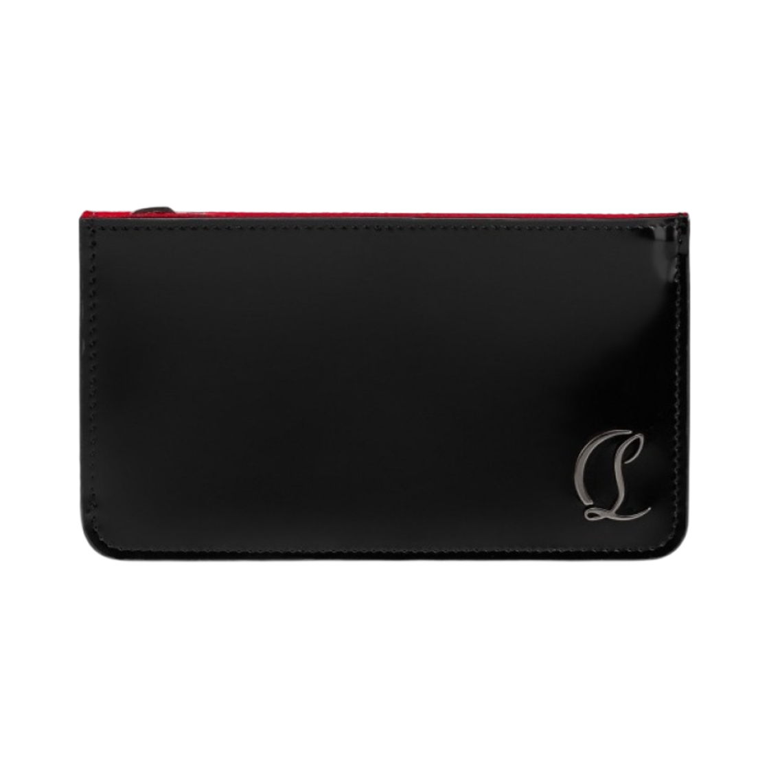 1235243B078 Christian Louboutin Loubi54 Calf Leather Card Holder Black Gun Metal