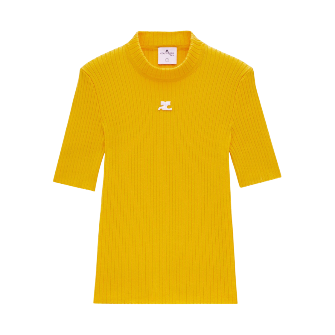 (W) 꾸레쥬 리에디션 니트 탑 숏슬리브 옐로우((W) Courreges Reedition Knit Top Short Sleeves Yellow) - 1