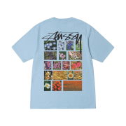 Stussy Flower Grid Pigment Dyed T-Shirt Sky Blue