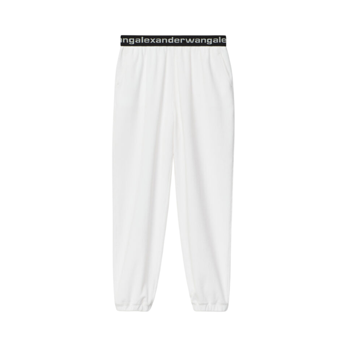 (W) 알렉산더 왕 스트레치 코듀로이 로고 엘라스틱 팬츠 화이트((W) Alexander Wang Logo Elastic Jogger in Stretch Corduroy White)