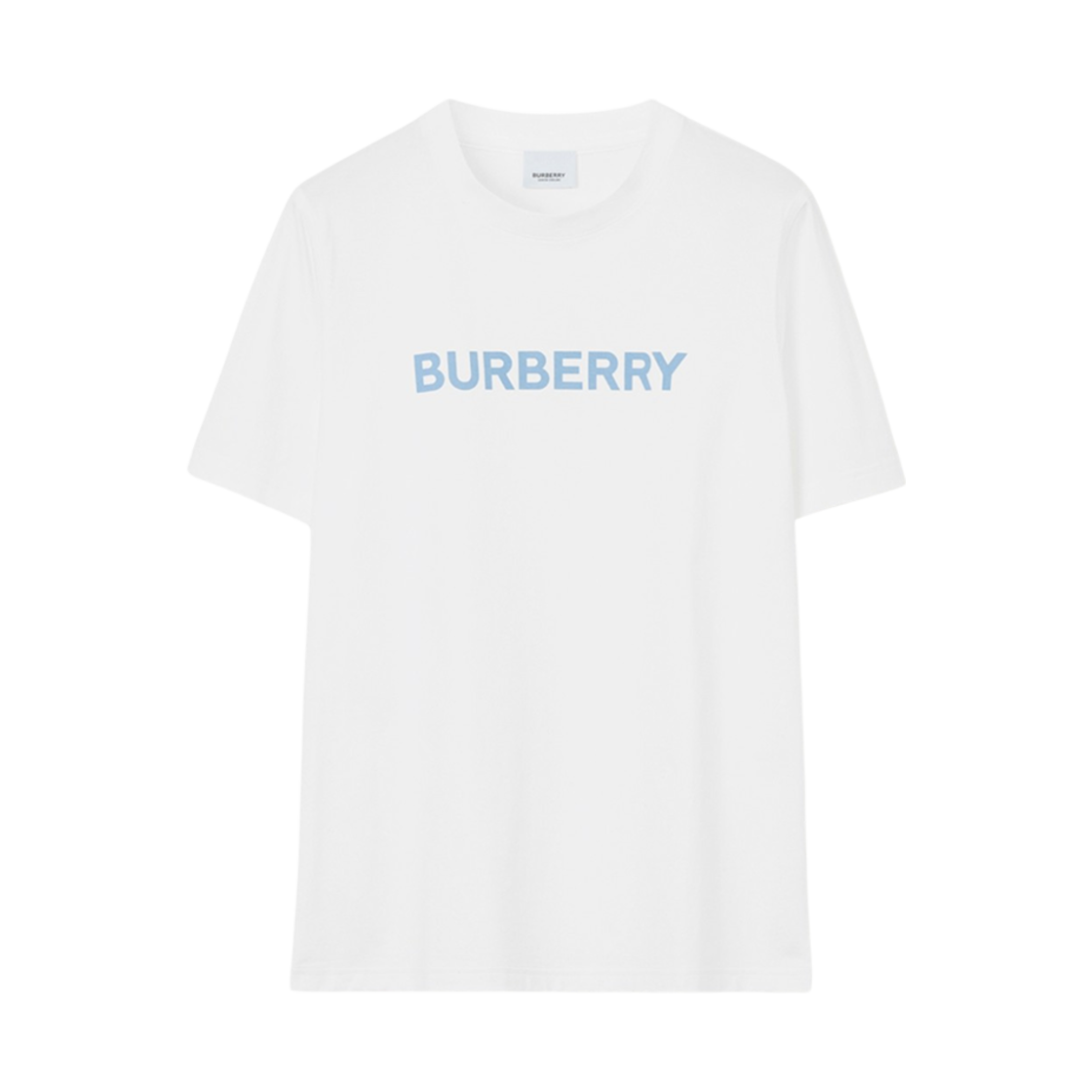 8072881 (W) Burberry Logo Print Cotton T-Shirt White Blue
