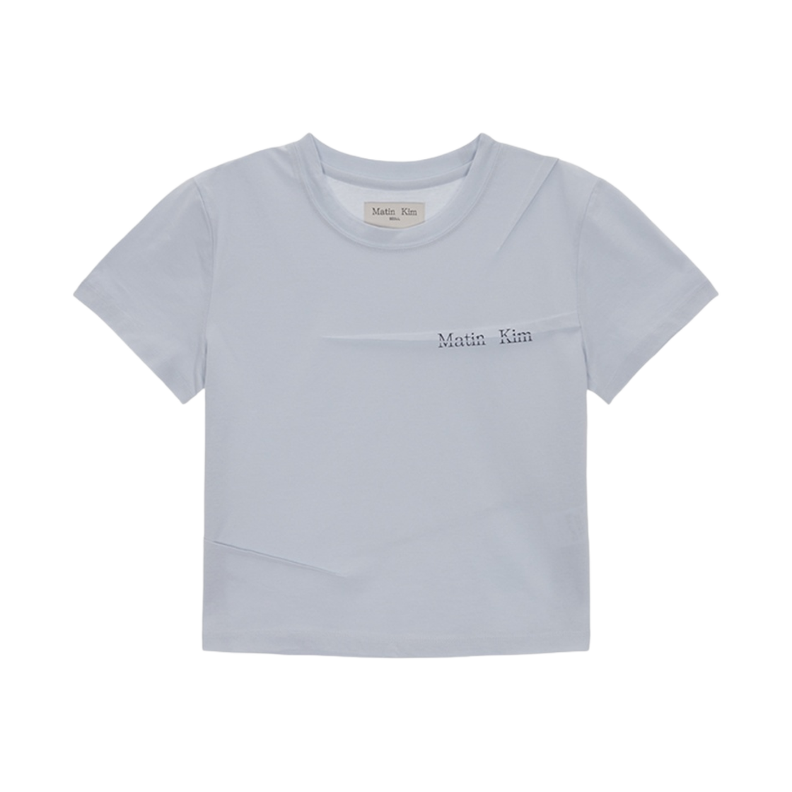 (W) 마뗑킴 슬릿 핀턱 포인트 크롭 탑 블루((W) Matin Kim Slit Pintuck Point Crop Top Blue) - 2