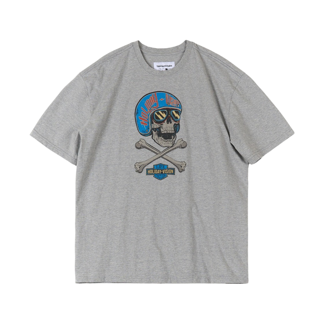 타이핑 미스테이크 홀리데이 비전 패러디 그래픽 티셔츠 V.2 멜란지 그레이(Typing Mistake Holiday-Vision Parody Graphic T-Shirt V.2 Melange Grey)