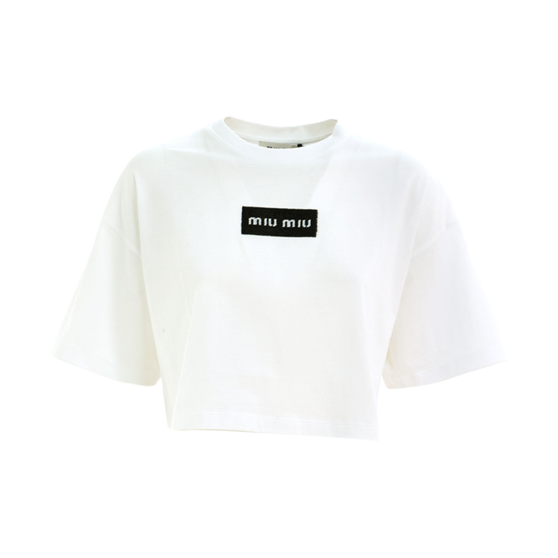MJN385-14AT-F0009 (W) Miu Miu Logo Cropped T-Shirt White