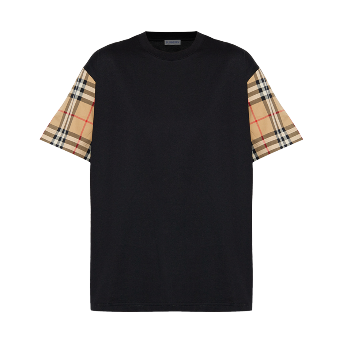8073028 Burberry Check Cotton T-Shirt Black