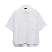 (W) Zara Poplin Pocket Shirt White