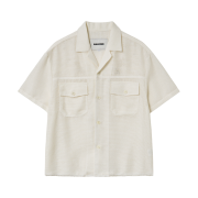 Haleine Open Collar Crochet Shirt Ivory