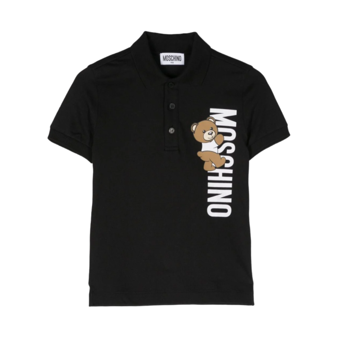 (키즈) 모스키노 테디 로고 폴로 셔츠 블랙((Kids) Moschino Teddy Logo Polo Shirt Black)