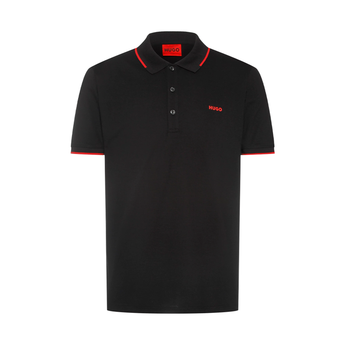 50467344-001 Hugo Boss Stretch Cotton Slim Fit Polo Shirt with Print Logo Black