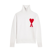 Ami de Coeur Funnel Neck Sweater Off White Red