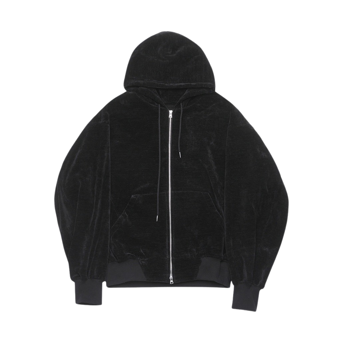 알렌느 벨루어 집업 후드 블랙