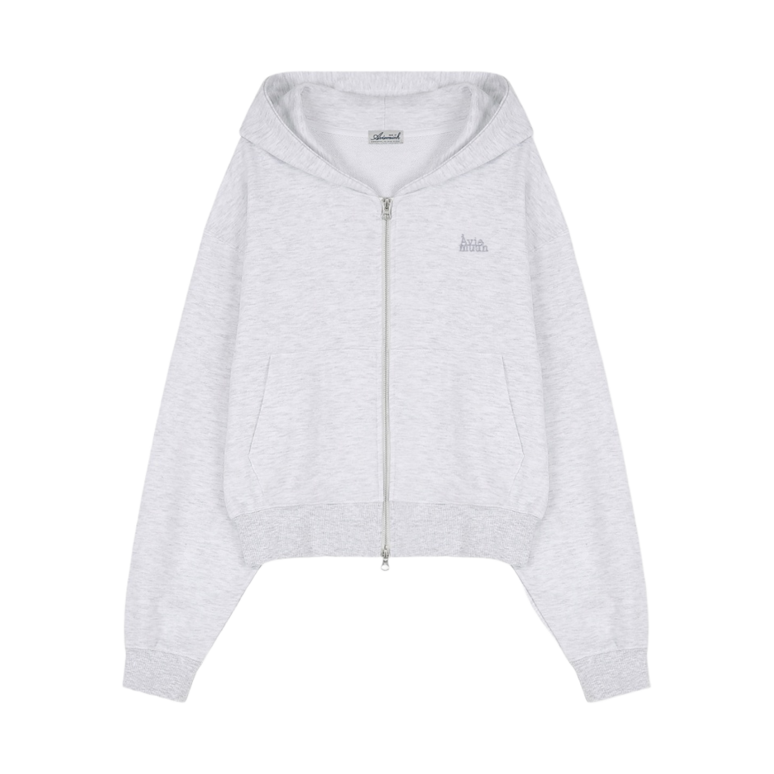 AM01HD2301 Aviemuah Double Logo Zip-Up Hoodie Grey - 대표 이미지 #1