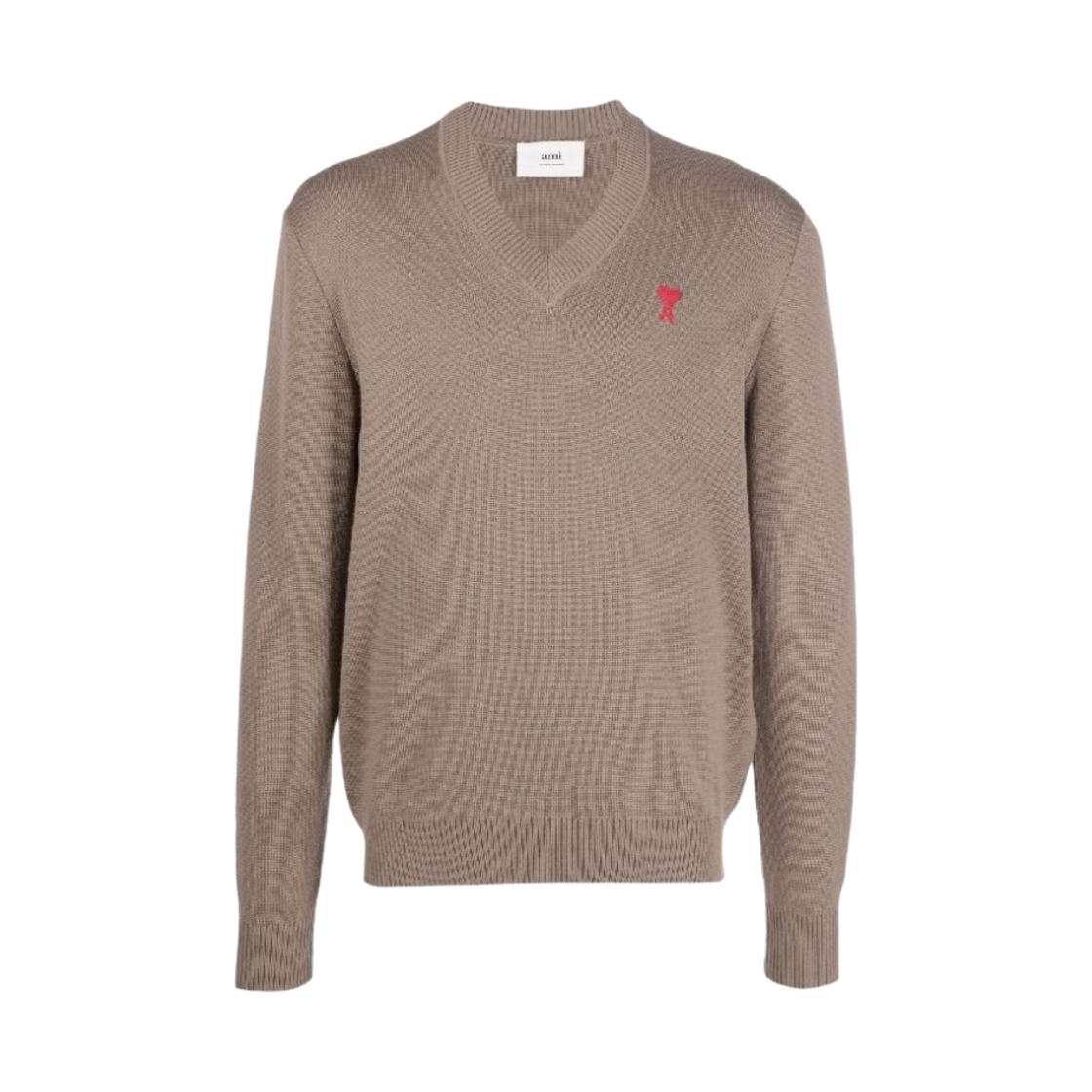 아미 스몰 하트 로고 브이넥 스웨터 토프(AMI de Coeur V-Neck Sweater Taupe) - 1