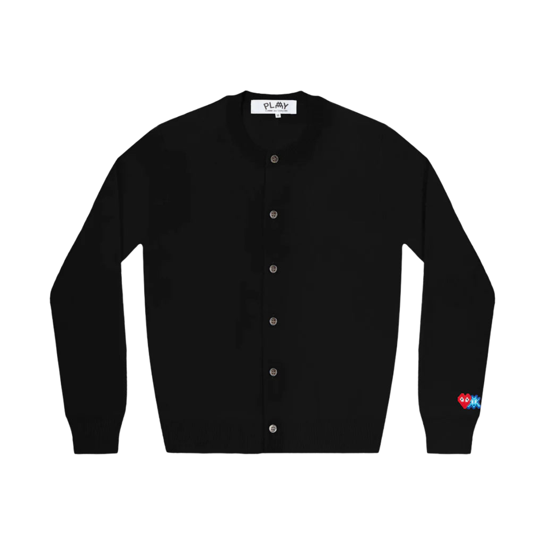 AZ-N087-051-1 (W) Play Comme des Garcons x Invader Double Pixel Heart Cardigan Black