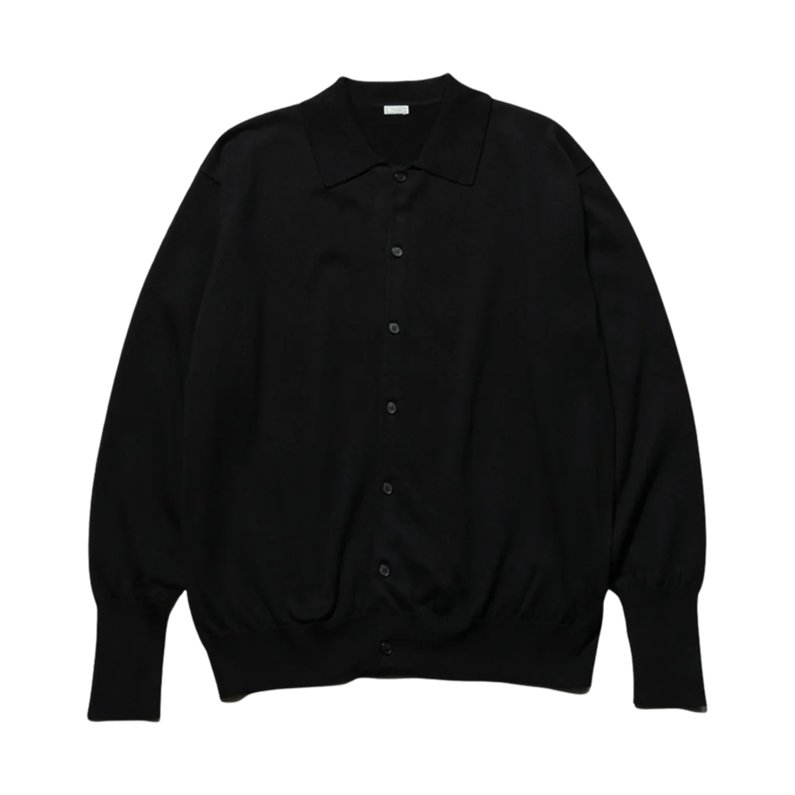아프레쎄 코튼 니트 폴로 칼라 가디건 블랙 - 25SS(A.Presse Cotton Knit Polo Collar Cardigan Black - 25SS)