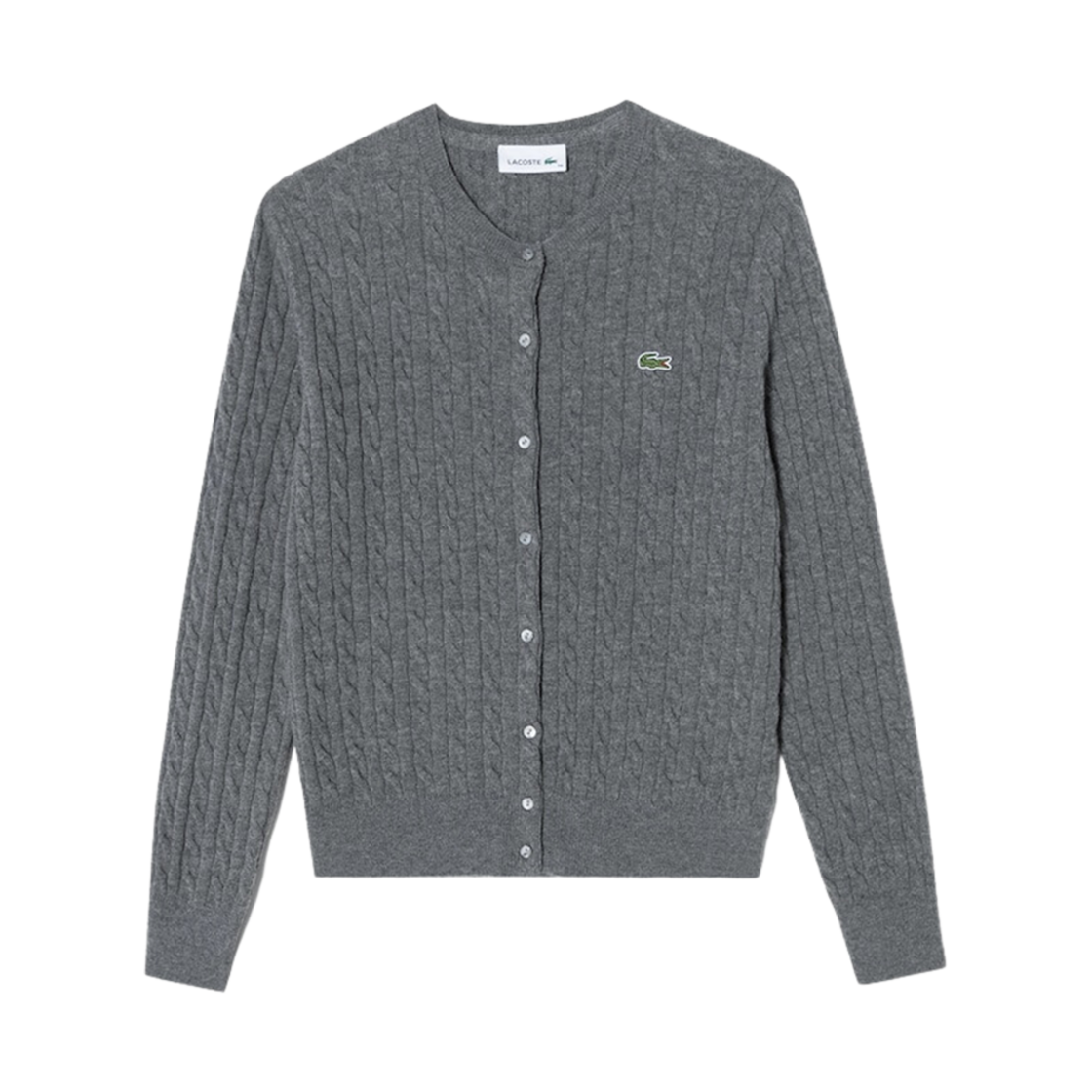 AF091E-54N-050 (W) Lacoste Cable Crewneck Cardigan Grey