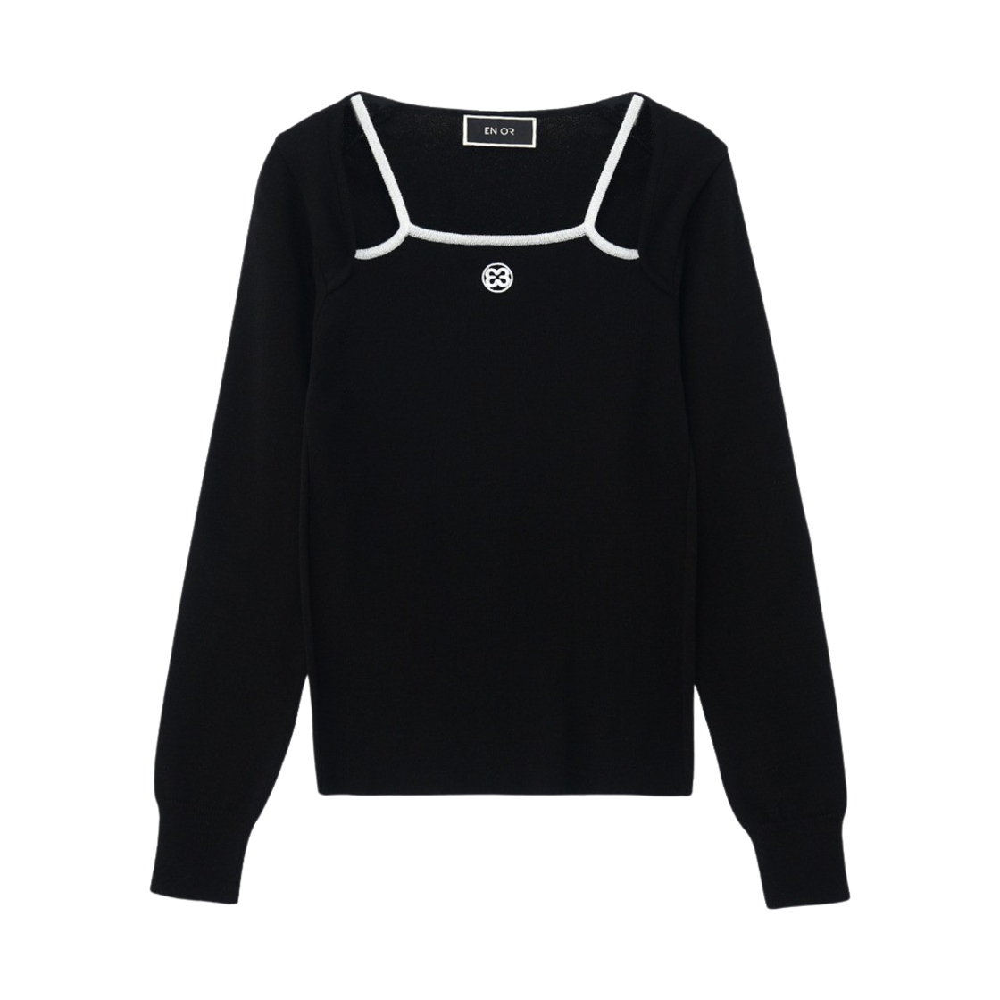 엔오르 우먼 콤비 슬리브리스 니트 탑 블랙