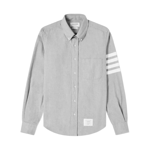 MWL272A-05245-035 Thom Browne Solid Flannel 4-Bar Straight Fit Shirt Medium Grey