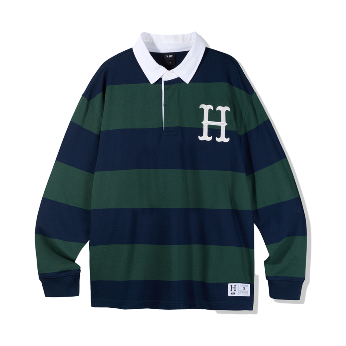 HC3ULSV02GRE HUF H Logo Rugby Tee Green/Navy