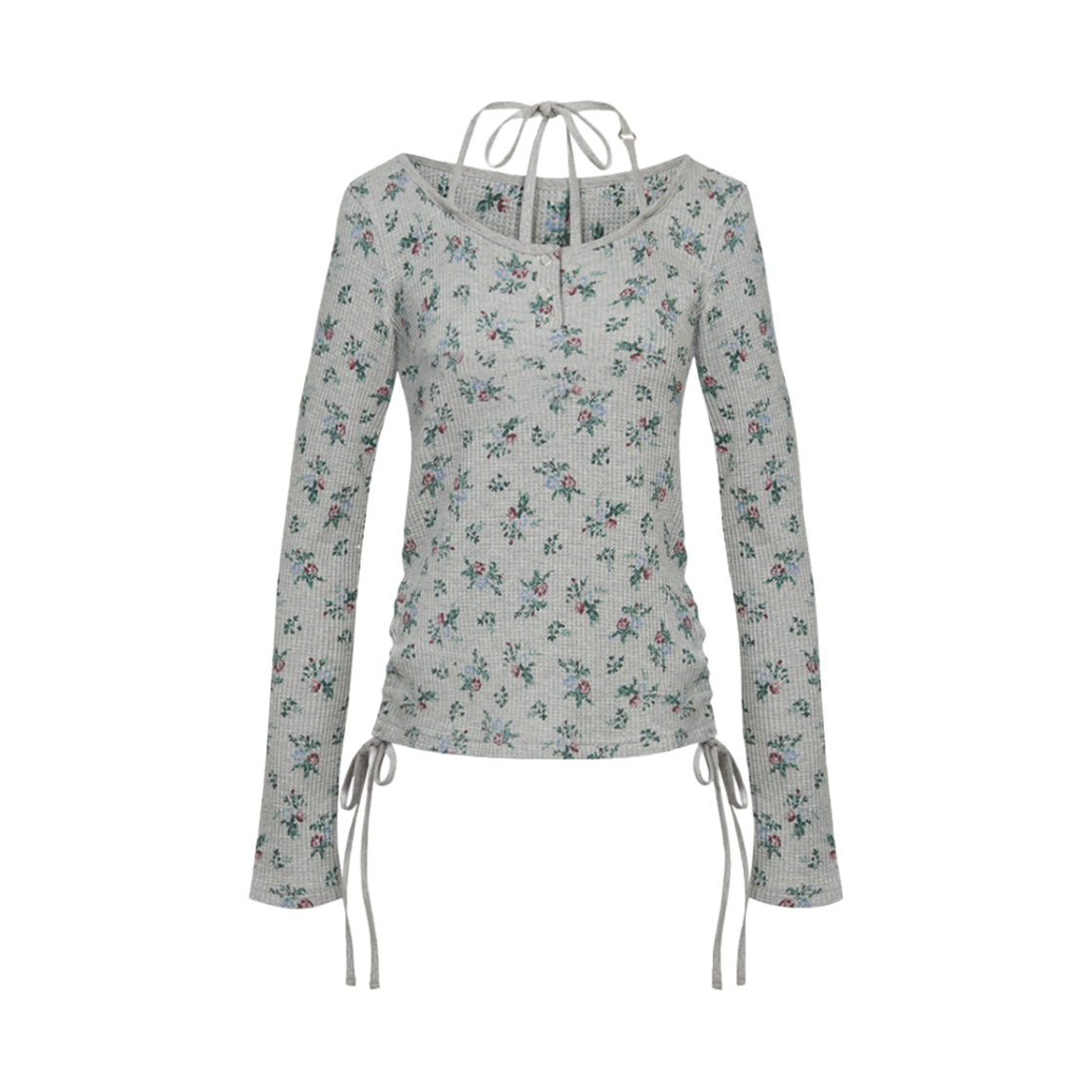 NK4FLS02-1 Notknowing Rose Halter Strap Top Grey