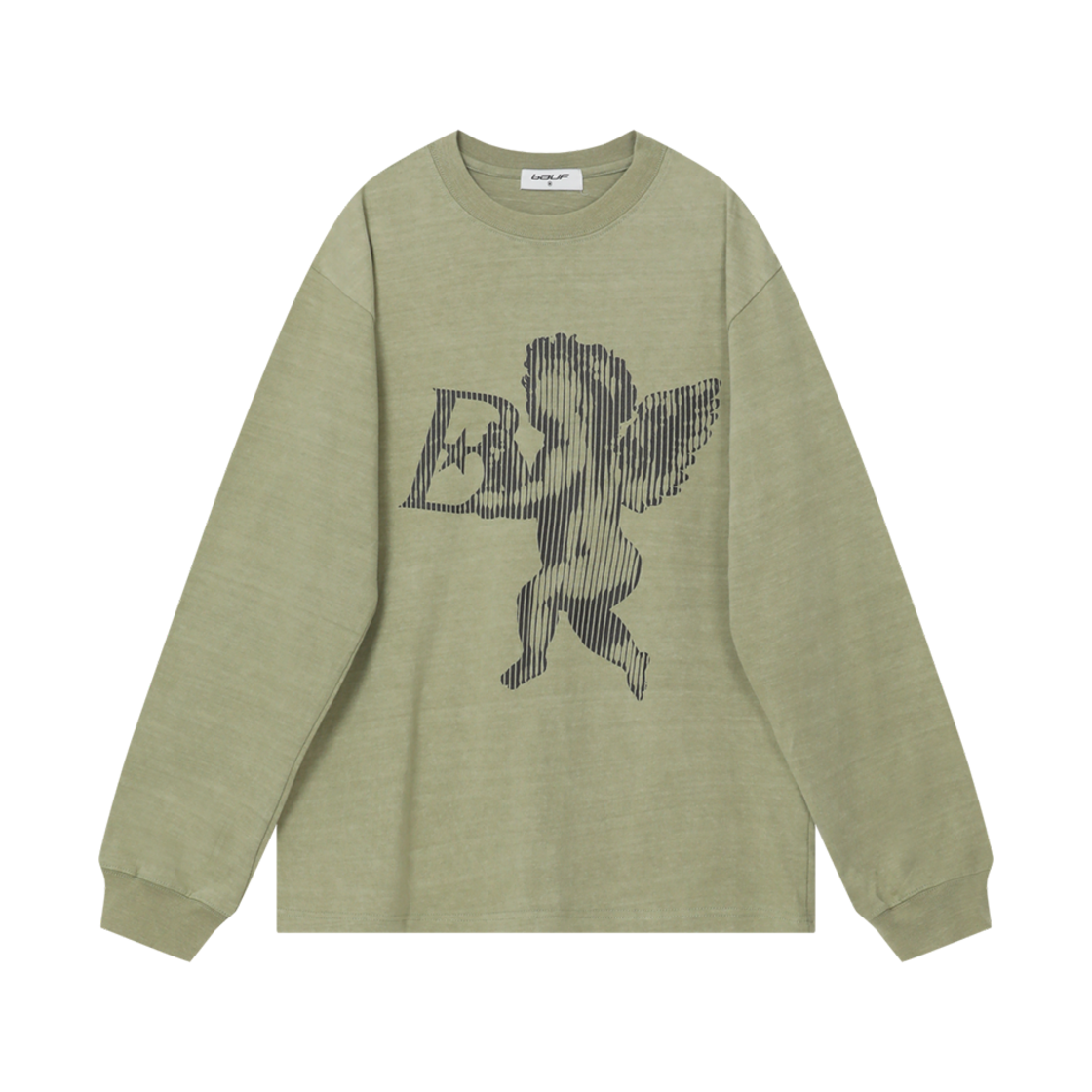 BT24FW-UGRN0 BAUF B Star Angel LS T-Shirt Pigment Green