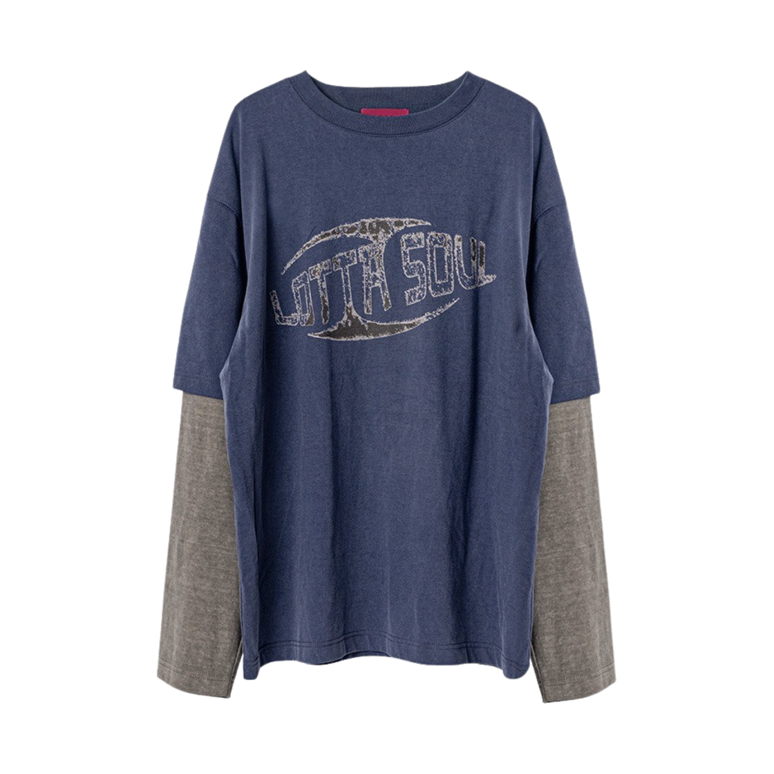 WL243JSH01MDBL MELLOW Lotta Soul Graphic Layered Tshirts Dark Blue