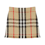 (W) Burberry Check Bouclé Mini Skirt Archive Beige