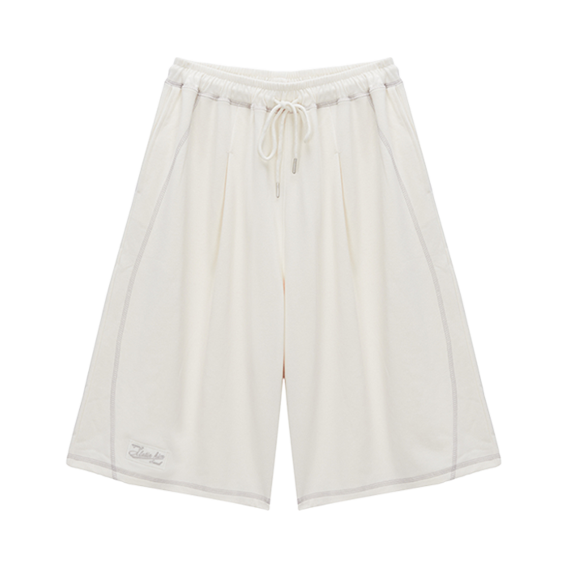 MK2377PT032M0IV (W) Matin Kim Stitch Point Label Half Sweatshorts Ivory