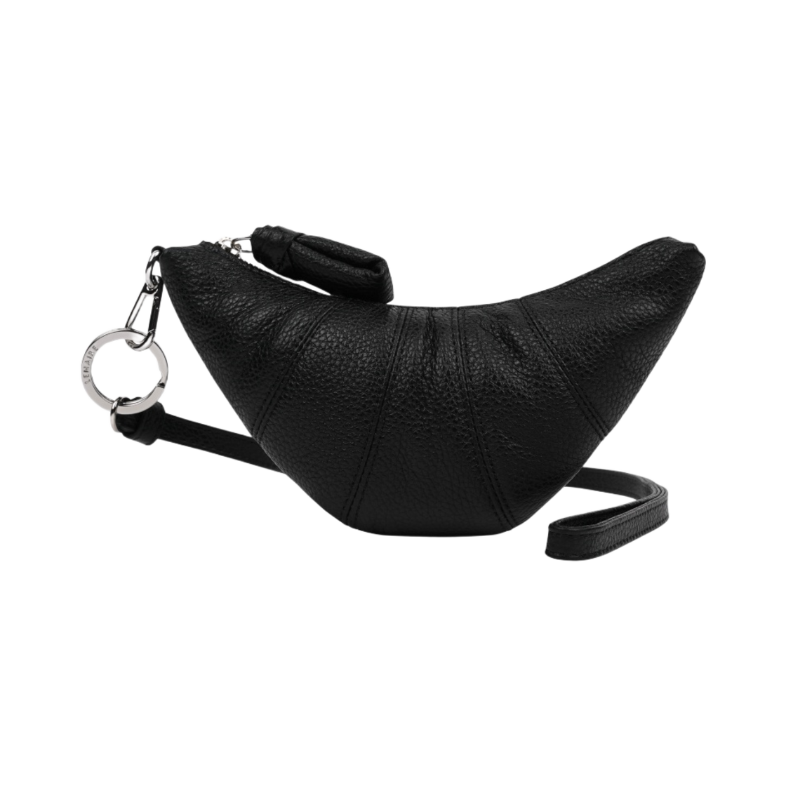SL0017-LL0018-999 Lemaire Croissant Coin Purse Necklace Soft Grained Leather Black