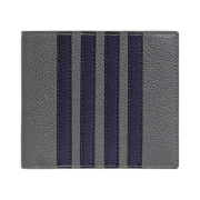 Thom Browne Pebble Grain Leather 4-Bar Applique Stripe Bill Fold Wallet Dark Grey - 23SS