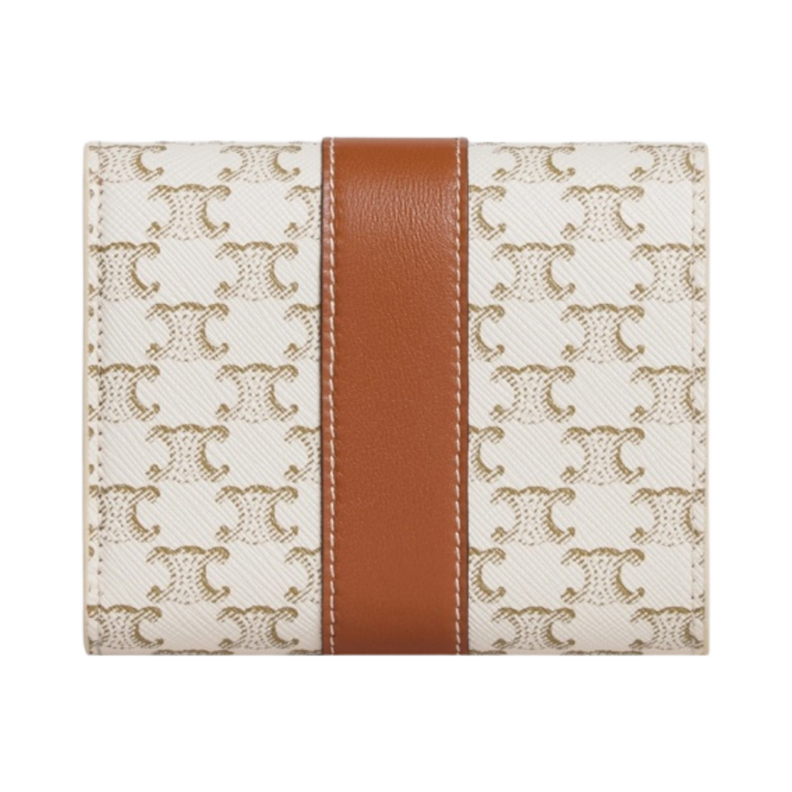 셀린느 트리옹프 캔버스 & 램스킨 스몰 트라이폴드 월렛 화이트 탄(Celine Small Tri-Fold Wallet in Triomphe Canvas & Lambskin White Tan) - 3