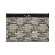Celine Card Holder in Triomphe Canvas & Calfskin Beige