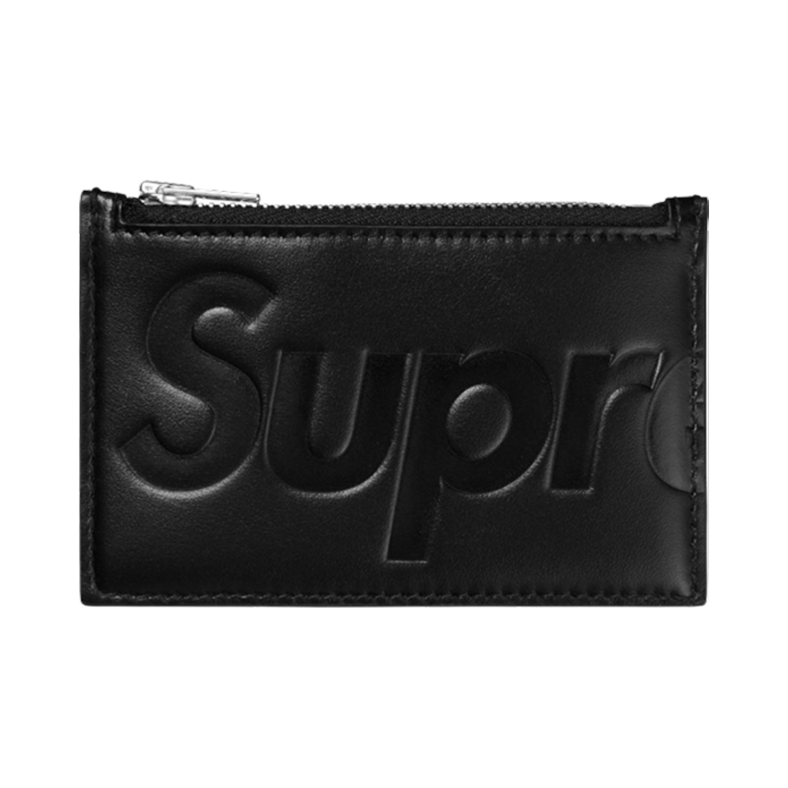 - Supreme Leather Zip Card Holder Black