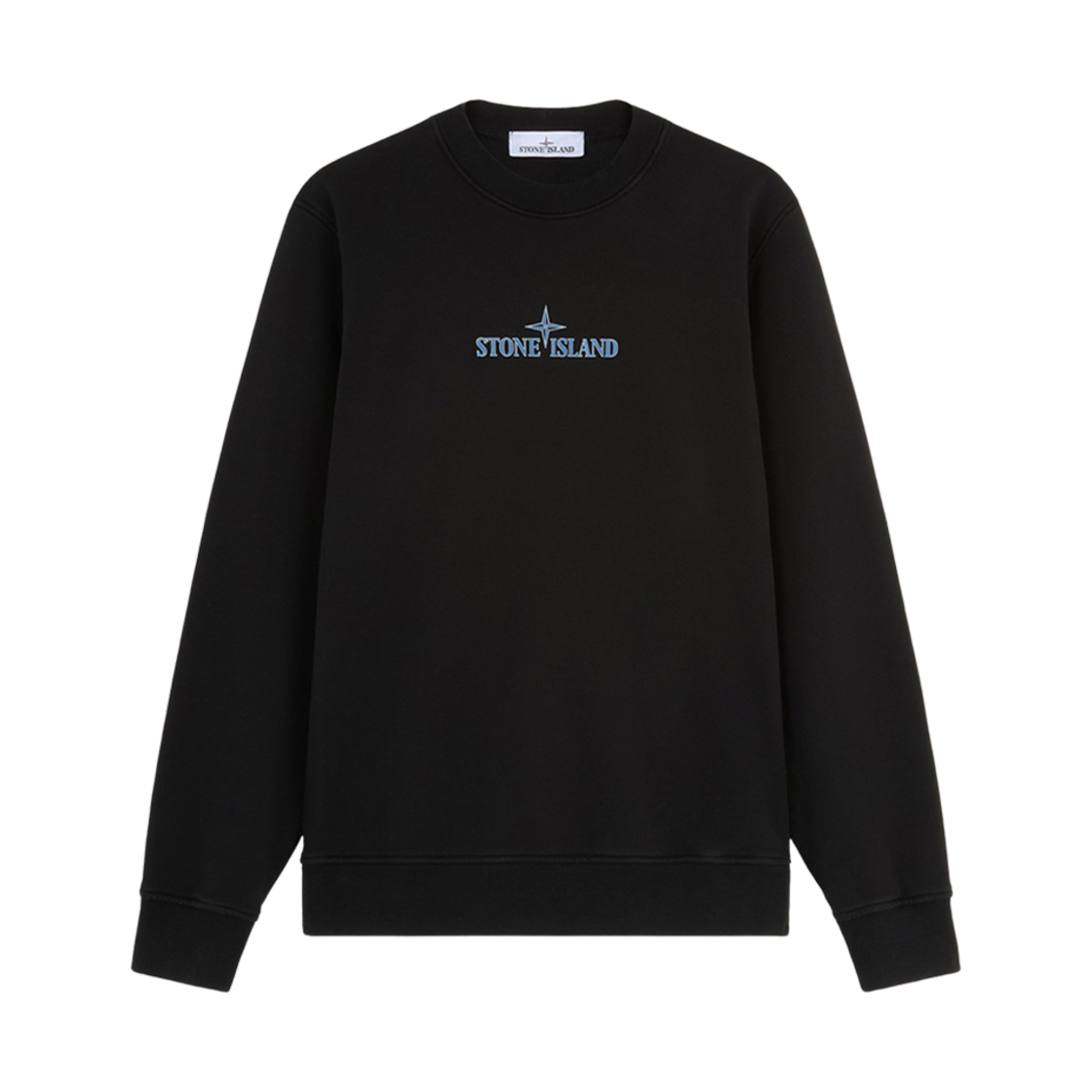 811566182-V0029 Stone Island 66182 Cotton Fleece Crewneck Sweatshirt with Institutional One Print Black - 24FW