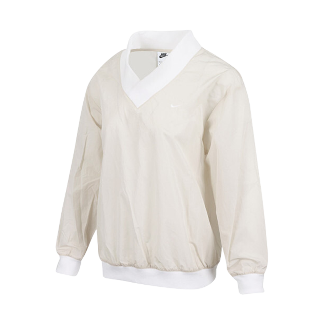 FV7650-110 (W) Nike NSW Essential Loose UV Woven V-Neck Top Light Orewood Brown White - Asia