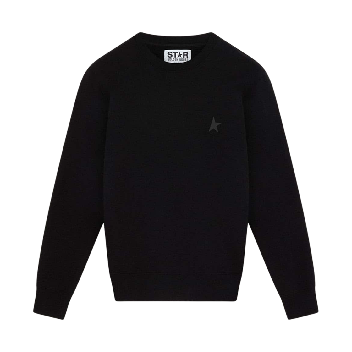 GMP01223-P000525-90100 Golden Goose Star Collection Tone-On-Tone Star Archibald Sweatshirt Black