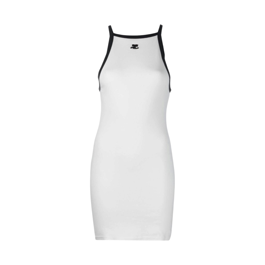 (W) 꾸레쥬 라이트 립 콘트라스트 드레스 헤리티지 화이트 블랙((W) Courreges Light Ribs Contrast Dress Heritage White Black)