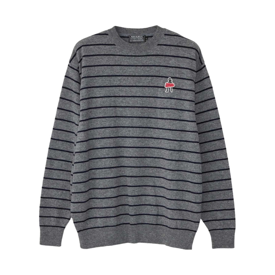 히스테릭 글래머 빅슨 걸 패치 스트라이프 스웨터 탑 그레이(Hysteric Glamour Vixen Girl Patch Striped Sweater Top Gray) - 1